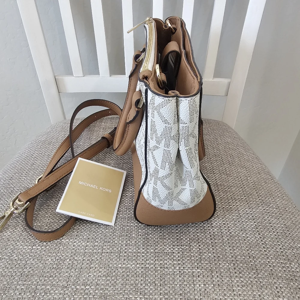 Michael Kors Cream and Tan Satchel